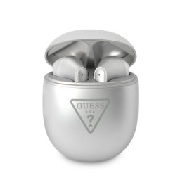 Bluetooth слушалки Guess True Wireless Triangle Logo BT5.0 4H Stereo Earphones Glossy - Сребристи