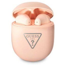 Bluеtooth слушалки Guess True Wireless Triangle Logo BT5.0 4H Stereo Earphones - Розови
