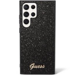 Гръб Guess PC/TPU Glitter Flakes Metal Logo Case за Samsung Galaxy S23 Ultra - Черен