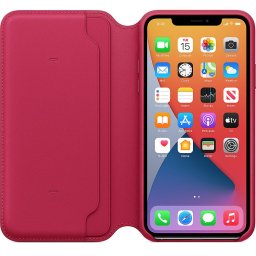 Оригинален калъф Apple Leather Folio Case за iPhone 11 Pro Max - Raspberry, MY1N2ZM/A