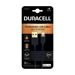 Кабел Duracell USB7022A Lightning C89 USB-A, 2.0m - Черен