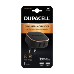 Зарядно 220V Duracell DRACUSB16-EU 2 x USB-A 4.8A, 24W - Черно