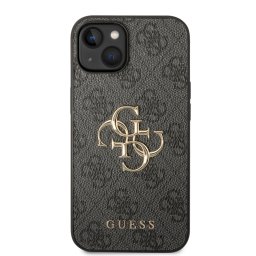 Гръб Guess PU 4G Metal Logo Case за iPhone 15 Plus - Сив