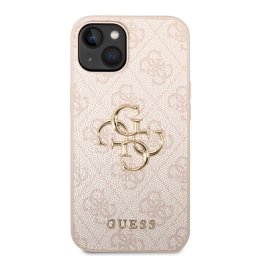 Гръб Guess PU 4G Metal Logo Case за iPhone 15 Plus - Розов