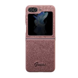 Гръб Guess PC/TPU Glitter Flakes Metal Logo Case за Samsung Galaxy Z Flip 5 - Розов