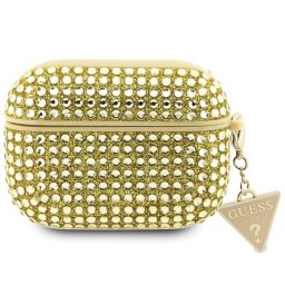 Калъф за AirPods Guess Rhinestones Triangle Metal Logo Case за AirPods Pro 2 - Златист