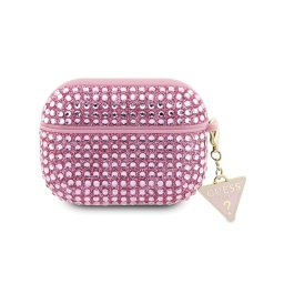 Калъф за AirPods Guess Rhinestones Triangle Metal Logo Case за AirPods Pro 2 - Розов