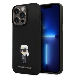 Гръб Karl Lagerfeld Liquid Silicone Metal Ikonik Case за iPhone 15 Pro Max - Черен