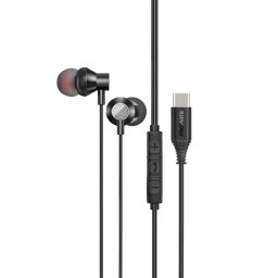 Слушалки ProMate SILKEN-C.BLACK In-Ear HD, Wired Mono, Music and Call, 120mm, Type-C - Черни