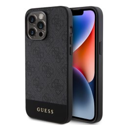 Гръб Guess PU 4G Stripe MagSafe Case за iPhone 15 Pro - Черен
