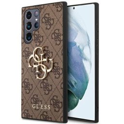 Гръб Guess PU 4G Metal Logo Case за Samsung Galaxy S22 Ultra - Черен