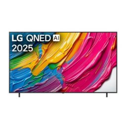Телевизор LG 86QNED80A3A, 86" 4K QNED HDR Smart TV, 3840x2160, DVB-T2/C/S2, Alpha 7 AI Processor, HDR10 / HLG, webOS 25 ThinQ, VRR / ALLM / HGiG, 4K Upscaling, WiFi 5, Voice Controll, Bluetooth 5.1, AirPlay 2, LAN, CI, HDMI, SPDIF, Google Cast, 2 pole Sta