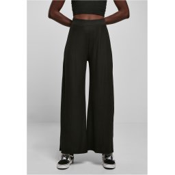 Women's trousers with wide ribbed ribs, black
