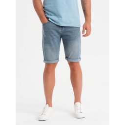 Ombre Men's denim shorts with rolled up leg - light blue