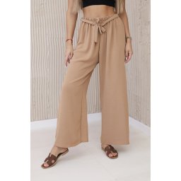 Włoski Trousers with a wide waistband camel