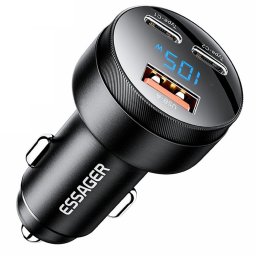ESSAGER 105W зарядно за кола, 2x Type-C, USB-A, PPS, алуминий - 2 цвята
