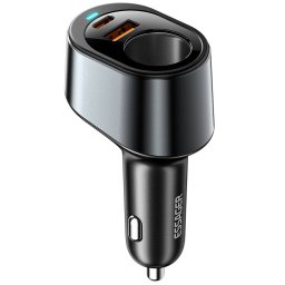 ESSAGER 120W зарядно за кола с разклонител, USB-A, Type-C, 85W запалка - черен