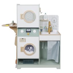 Детска Дървена Пералня 3 в 1 с Мивка с Течаща Вода и Сушилня GINGER HOME, 86×32×90 см...