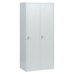 Метален шкаф Carmen CR-1235 E J 90, 4x рафтове, 2x шкафове, 4х брой кукички, прахово боядисан, метален, заключване на вратите, товаропоносимост на един рафт 40kg, сив