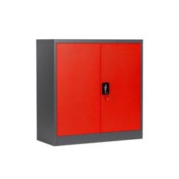 Метален шкаф Carmen CR-1239 E J, 2x рафтове, прахово боядисан, метален, товаропоносимост на един рафт 40kg, регулируема височина на рафтове, червен