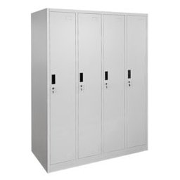 Метален шкаф Carmen CR-1242-4 J, 4x рафтове, 4x шкафове, прахово боядисан, метален, заключване на вратите, товаропоносимост на един рафт 40kg, сив