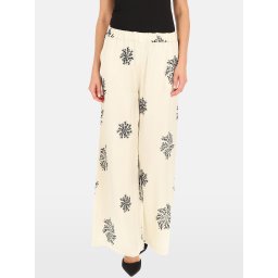PERSO Woman's Wide women's trousers decorated with sequin embroidery