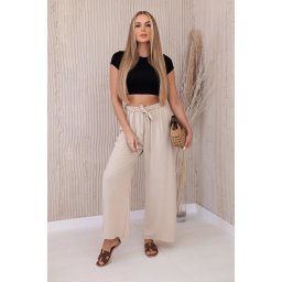 Kesi Włoski Trousers with a wide waistband beige