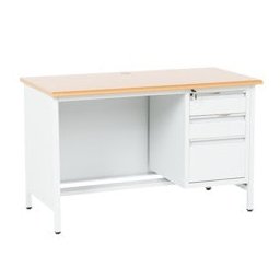 Метално бюро Carmen CR-1319 L, метал, праховобоядисан, ПДЧ с алуминиев кант, 3x чекмеджета, заключване, отвор за кабели, сиво