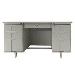 Метално бюро Carmen CR-1319 L, метал, праховобоядисан, ПДЧ с алуминиев кант, 7x чекмеджета, заключване, отвор за кабели, сиво
