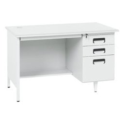 Метално бюро Carmen CR-1310 J, метал, праховобоядисан, ПДЧ с алуминиев кант, 4 чекмеджета, Заключване, отвор за кабели, сиво