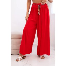 Kesi Włoski Women's wide-leg viscose trousers red