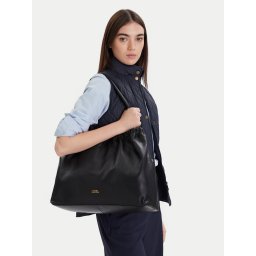 Дамска чанта Tommy Hilfiger Soft Leather Tote AW0AW18308 Черен