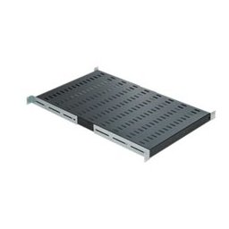 19" рафт MIRSAN MR.SRS100.01 за сървърен шкаф - 482 x 740 x 45 мм, D=1000 мм, фиксиран, вентилиран, 4-точков монтаж, 100 кг товар, черен, Heavy Duty