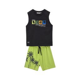 Original Marines Комплект платнени шорти и топ DFP4322YM Черен Regular Fit