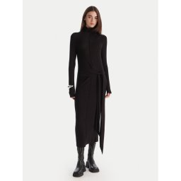 Patrizia Pepe Плетена рокля 2A2958 J337 Черен Regular Fit