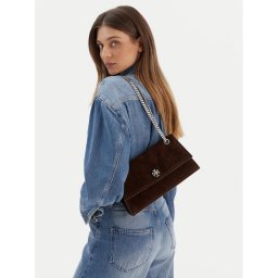 Tory Burch Дамска чанта Kira Turnlock Suede Shouldr Bag 169176 Кафяв