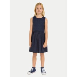 Tommy Hilfiger Лятна рокля Anglaise KG0KG07931 M Тъмносин Regular Fit