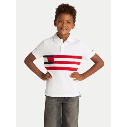 Tommy Hilfiger Тениска с яка и копчета KB0KB09528 D Бял Regular Fit