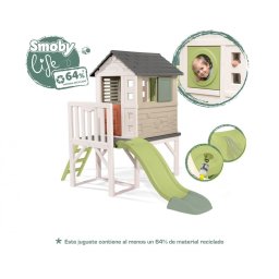 Детска къща Smoby с веранда и пързалка – градинска къщичка за двор 2+