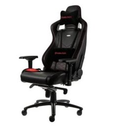 Геймърски стол noblechairs EPIC, кожен, черен с червен надпис