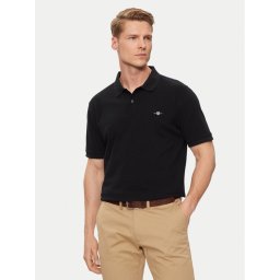 Gant Тениска с яка и копчета Shield 2210 Черен Regular Fit