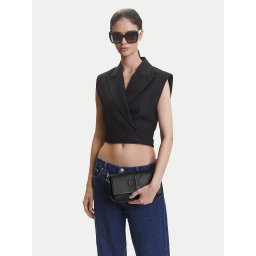 Дамска чанта Calvin Klein Jeans Sculpted Flap Shoulder Pouch LV04K3148G Черен