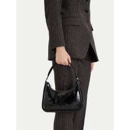 Дамска чанта Calvin Klein Bold Ck Metallic Shoulder Bag LV04F3332G Черен