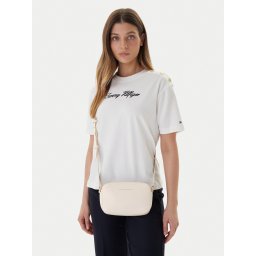 Дамска чанта Tommy Hilfiger Th Logo Camera Bag AW0AW18115 Екрю