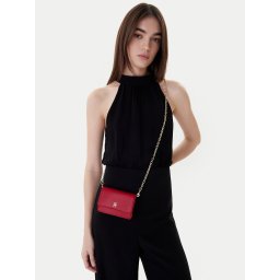 Дамска чанта Tommy Hilfiger Th Icon Card Holder W/Chain AW0AW18248 Червен