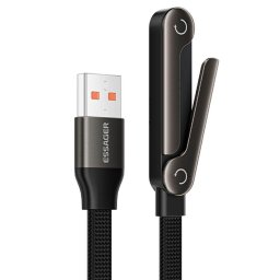 ESSAGER USB-A към Type-C L-Shape Кабел за Данни и зареждане 7A 100W с Поставка за Игри 1 м