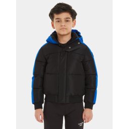 Calvin Klein Jeans Пухено яке Color Block IB0IB01722 Черен Regular Fit