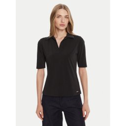 Calvin Klein Тениска с яка и копчета LV044C221G Черен Slim Fit