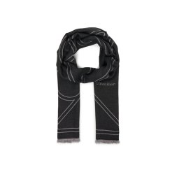 Calvin Klein Шал Emblem Repeat Lw Shawl W Fringes LV04F8074G Черен