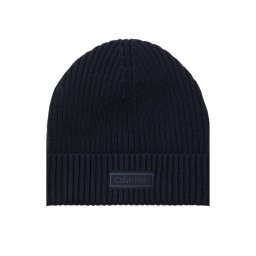Calvin Klein Шапка Patch Chunky Rib Cotton Beanie LV04D8053G Тъмносин